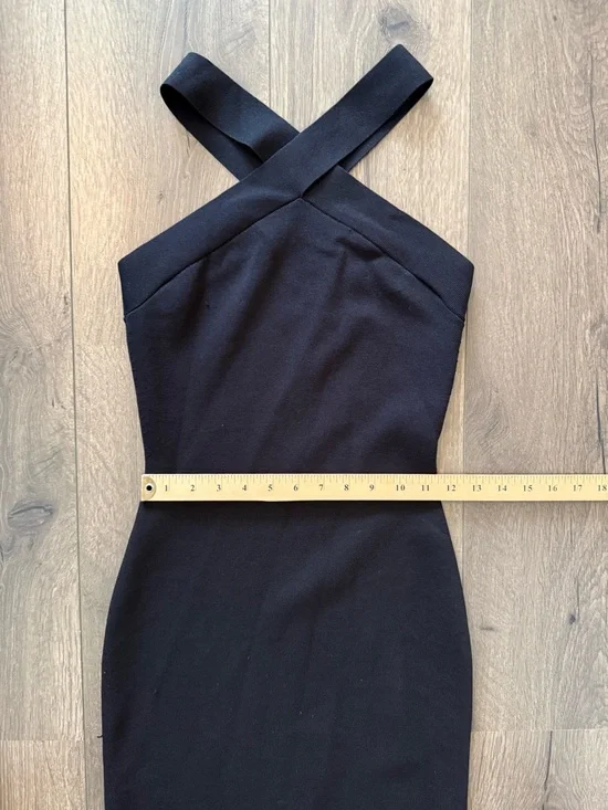 Babaton Black Cross Strap Midi Dress Size Small Bodycon Minimalist Chic - Picture 7 of 9